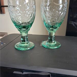 Libbey Green Textured Glasses